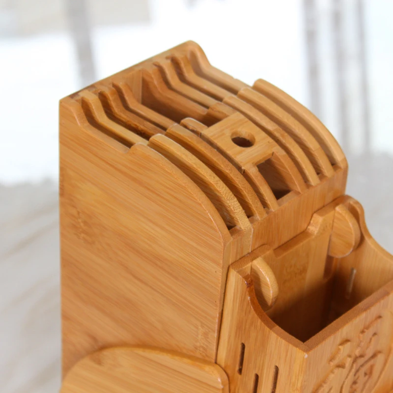 Chinese Style Wood Knife Holder Bamboo Knife Block Chopsticks Fork Storage Rack Sand For Knives Kitchen Utensil