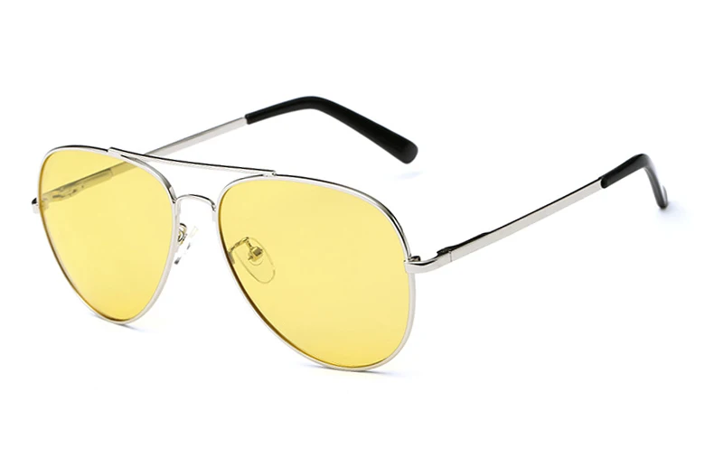 Модные Винтаж авиационные солнцезащитные очки-авиаторы Для мужчин Для женщин Ночное видение очки желтый Ночное Видение Очки для очки, подходят для вождения, солнцезащитные очки с Чехол - Цвет линз: Silver