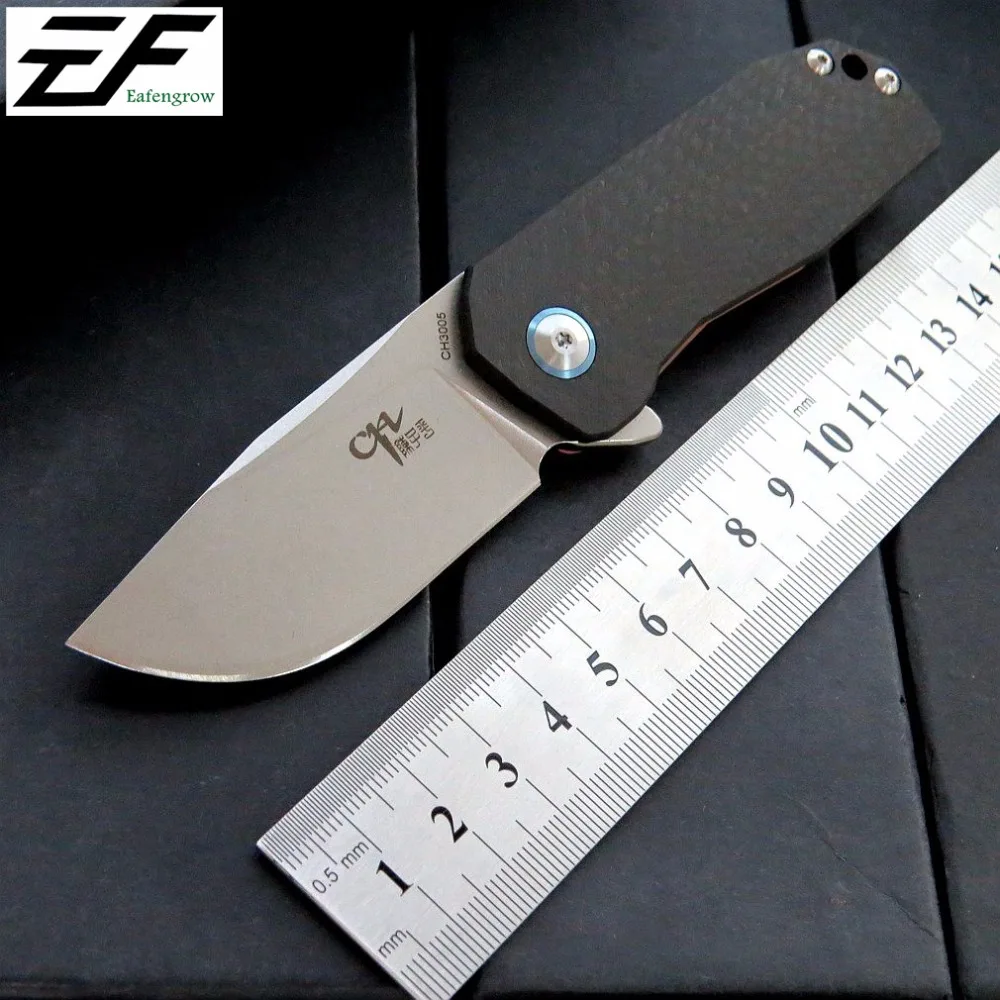 

Eafengrow CH3005 folding knife AUS-8 Blade Steel titanium + carbon fiber handle camping hunting pocket fruit Knives EDC Tool