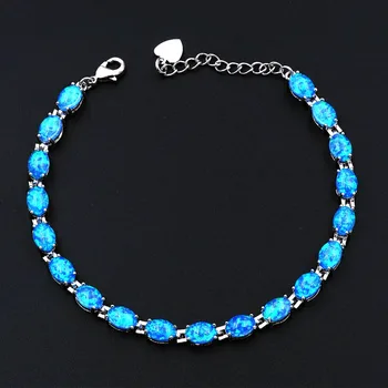 Ocean Blue Pearly White Cosmic Black Opal Bracelet with Japanese Lab Created Opal