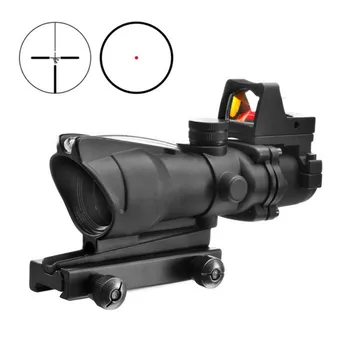 

AIM ACOG 4x32 Red Optical Fiber Scope With Mini Red Dot Sight Tactical Airsoft Riflescope Hunting Rifle Scope AO1003