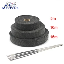 Sclmotos-5 10 15 м Мотоцикл стекловолокна теплозащитная лента с устойчивая к корозии лента обертывание устойчивые трубы для мотоцикла выхлопной машины
