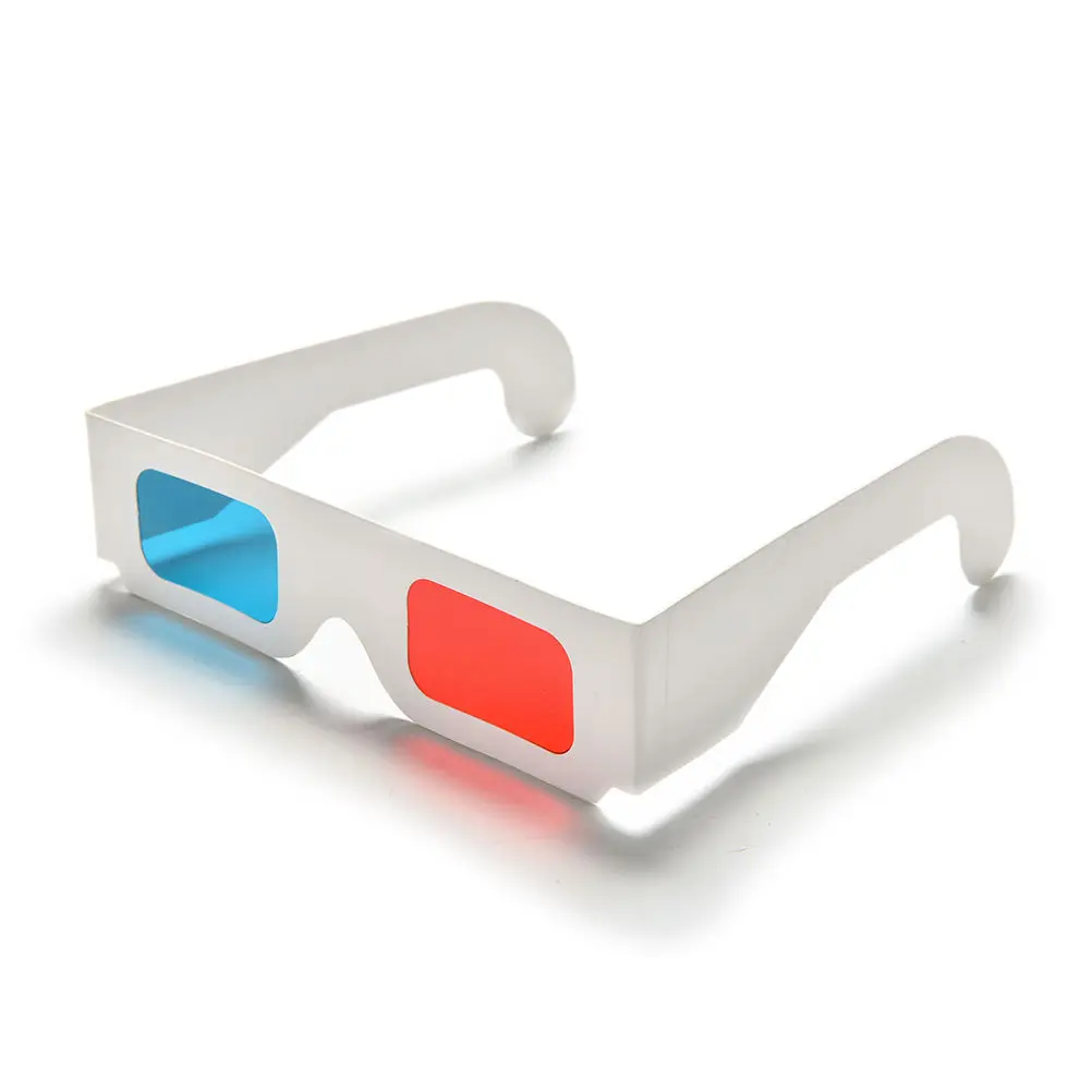 Hot 10pcs/lot Universal Anaglyph Cardboard Paper Red & Blue Cyan 3d Glasses For Movie Wholesale