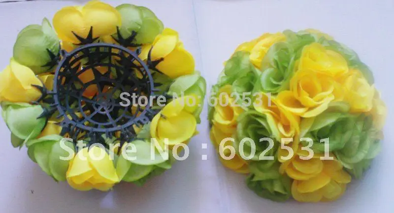 В ковбойском стиле; сезон весна топ! Разноцветные искусственные розы, свадебные целующиеся цветы, ball-20cm, свадебные цветы - Цвет: Dark green yellow