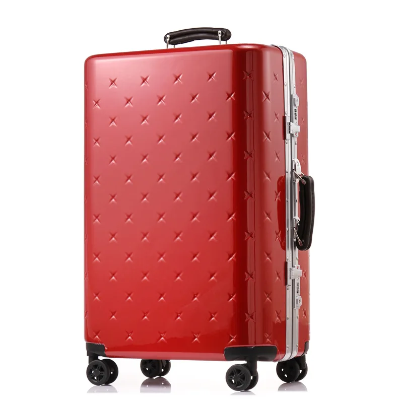 Letrend, новинка, корейский чемодан на колёсиках, Спиннер на колесиках, чемодан, алюминиевая рама, дорожная сумка, Жесткая Сторона, для переноски багажа, красный багажник - Цвет: 20 inch red