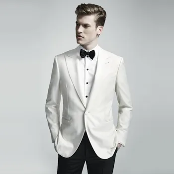 

2020 new custom white men suits Groom Tuxedos Jacket+Pant Wedding Suit For Mens prom Fashion Tuxedos wedding party side vent