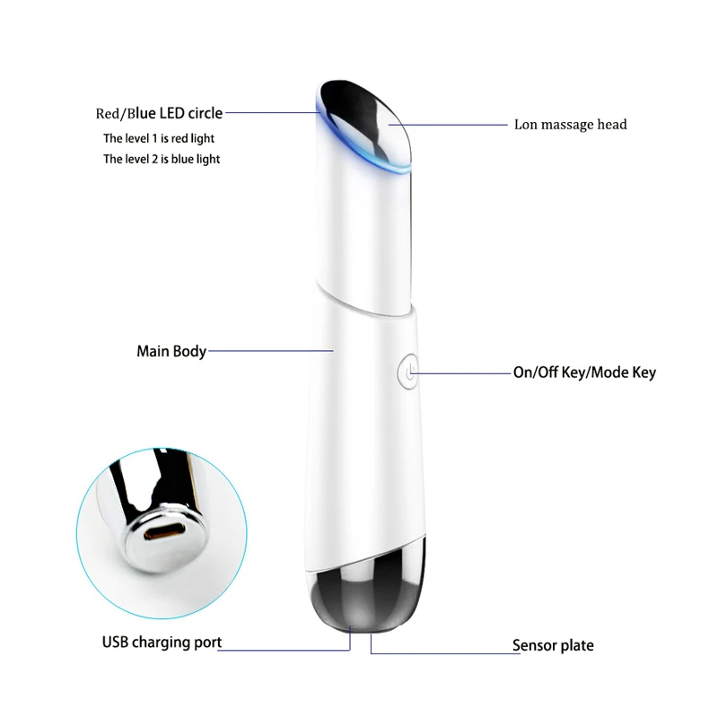 С подогревом звуковой массажер для глаз палочка с высокой частотой вибрации, устраняя морщины, снимая темные круги, усталость и отечность