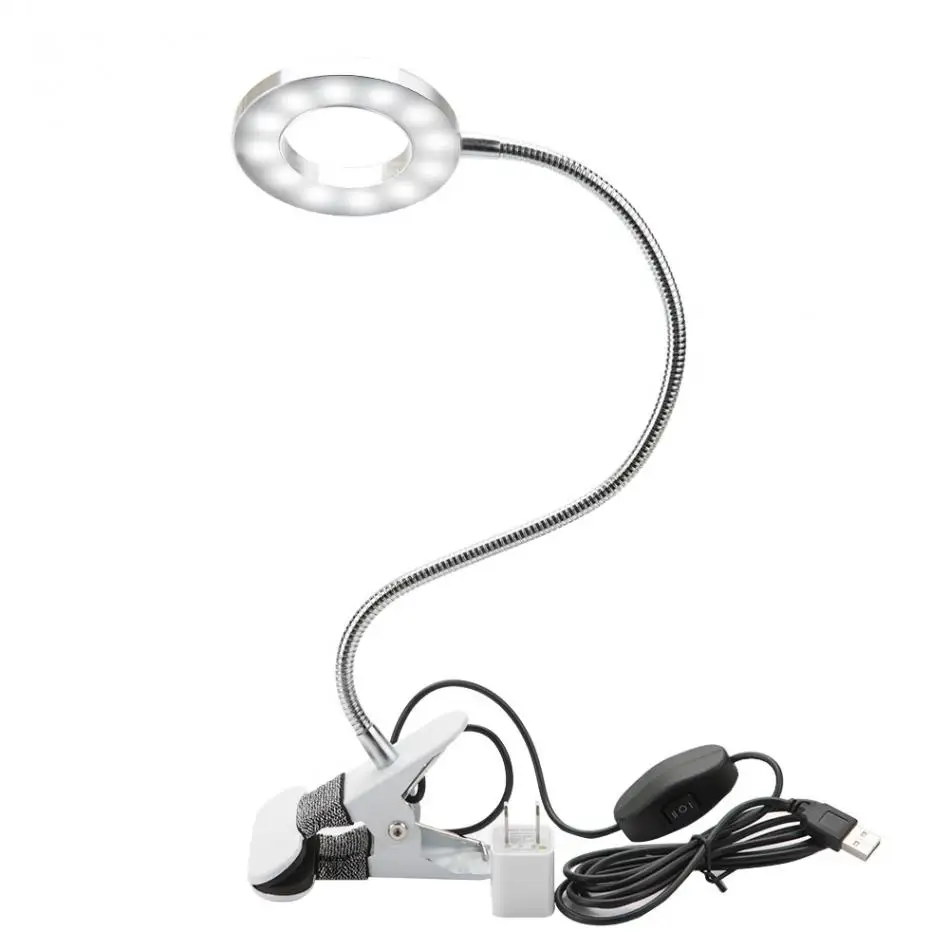 USB круг светодиодный Nal Art лампа для макияжа бровей губ татуировки лампа для чтения салона красоты Настольный светодиодный светильник с зажимом US Plug c