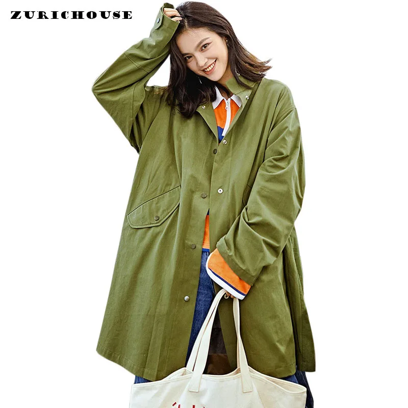 

Fashion Hit Color Patchwork Print Design Trench Coat For Women 2019 New Arrival Oversized Spring Long Coat Women Overcoat Tide