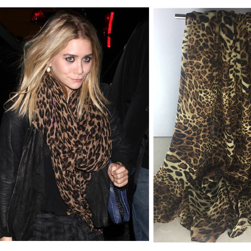 

2018 hot silk scarf, female leopard chiffon scarf long, spring and summer shawl