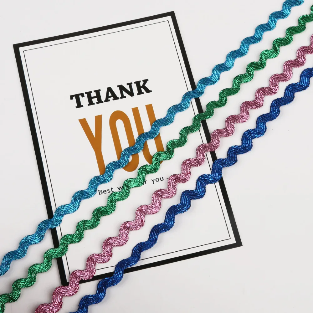 Nuovo Arrivo 15 Yards/lotto 8 millimetri Multi Colore Terylene Nastri Metallic Ric Rac Zig Zag Nastri Per Il FAI DA TE accessori Dell'arco dei capelli - immagine 6
