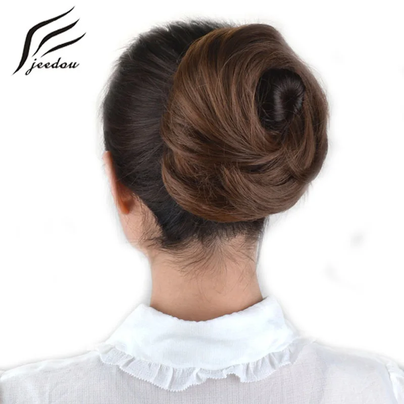 Jeedou натуральные волосы Chignon 30 г синтетические пончики для волос накладной пучок для волос Популярные Высокие боковые булочки трендовые Updos для волос средней длины - изображение