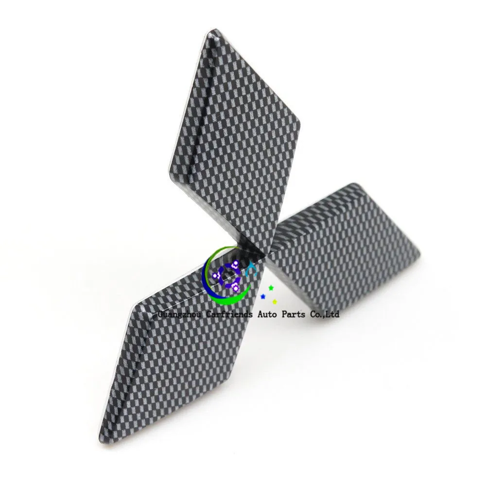 3D Fit Mitsubishi Front Rear Badge Emblem Logo Black Carbon Style Plastic Made