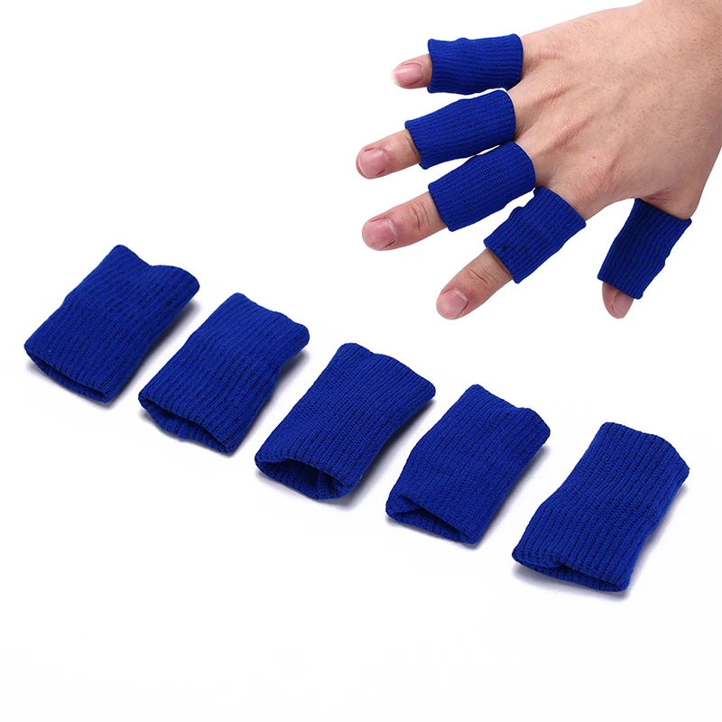 Arthritis Aid Straight Finger Sleeve Protector 5PCS Blue Stretchy Finger Guard Bands Protective Gear Bandage Support Wraps