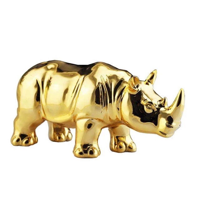 Golden rhinoceros figurine ornaments nordic soft decorations modern