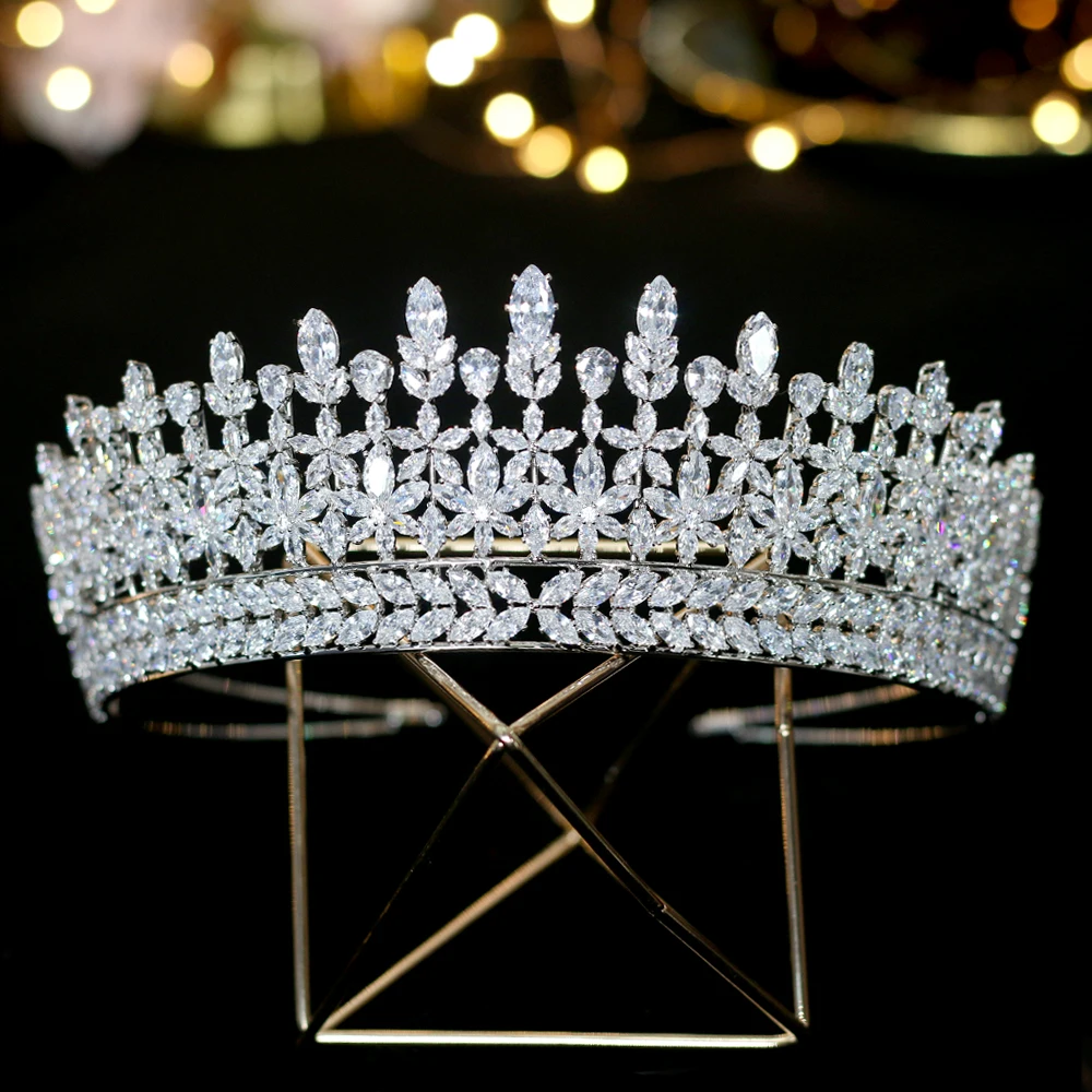 Nueva Zirconia Cubica Tiara Nupcial Accessori Boda Corona De Graduacion Bola Fiesta Princesa Accessori Para El Cabello Corona