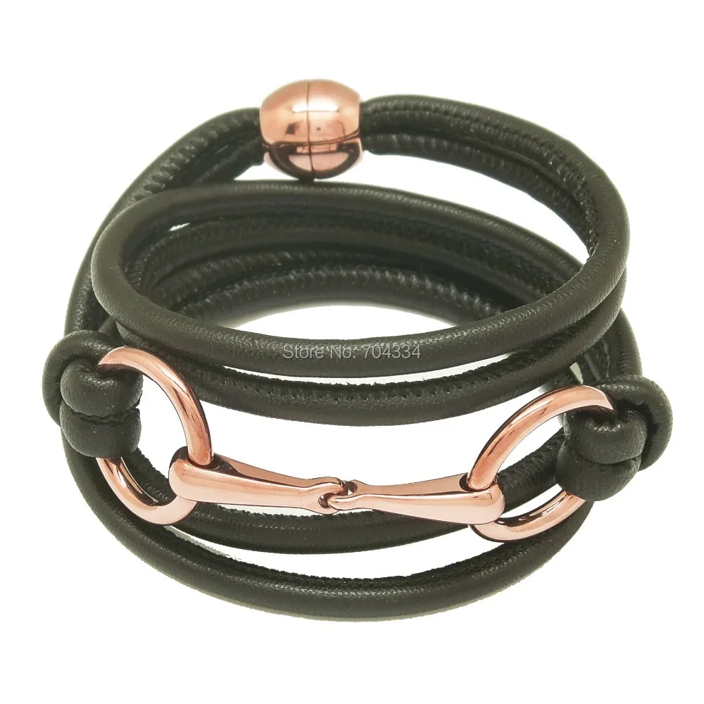 High quality black color leather bracelets for womanbracelets for