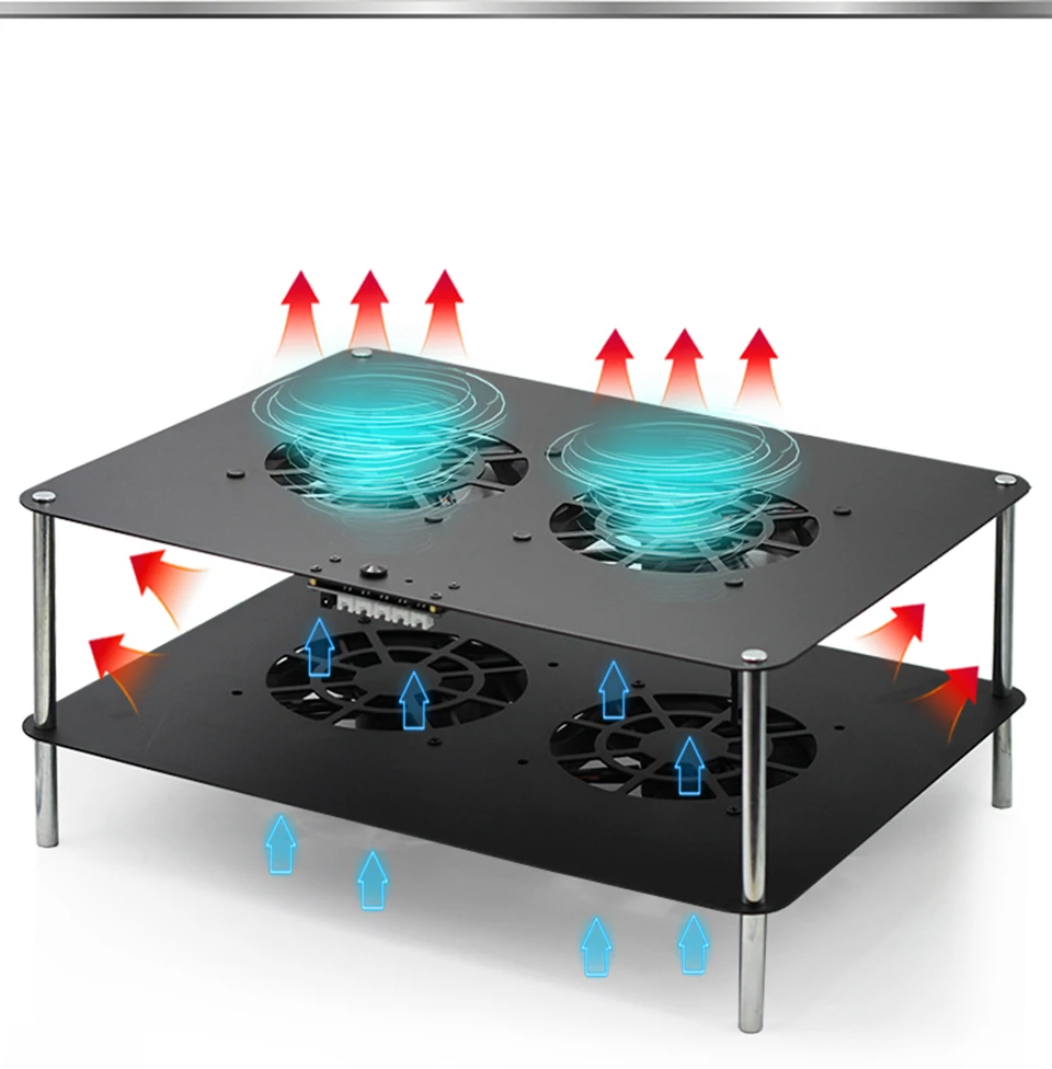 Охлаждающая подставка для ноутбука, 380*280 мм многослойная титановая стальная охлаждающая стойка с USB 12 см регулируемым вентилятором подходит для маршрутизатора/DS4