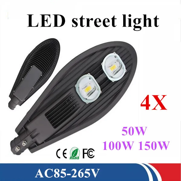 Бесплатная доставка AC85 265V 50 Вт 100 150 светодиодный уличный свет IP65 Bridgelux лм/Вт 3 года