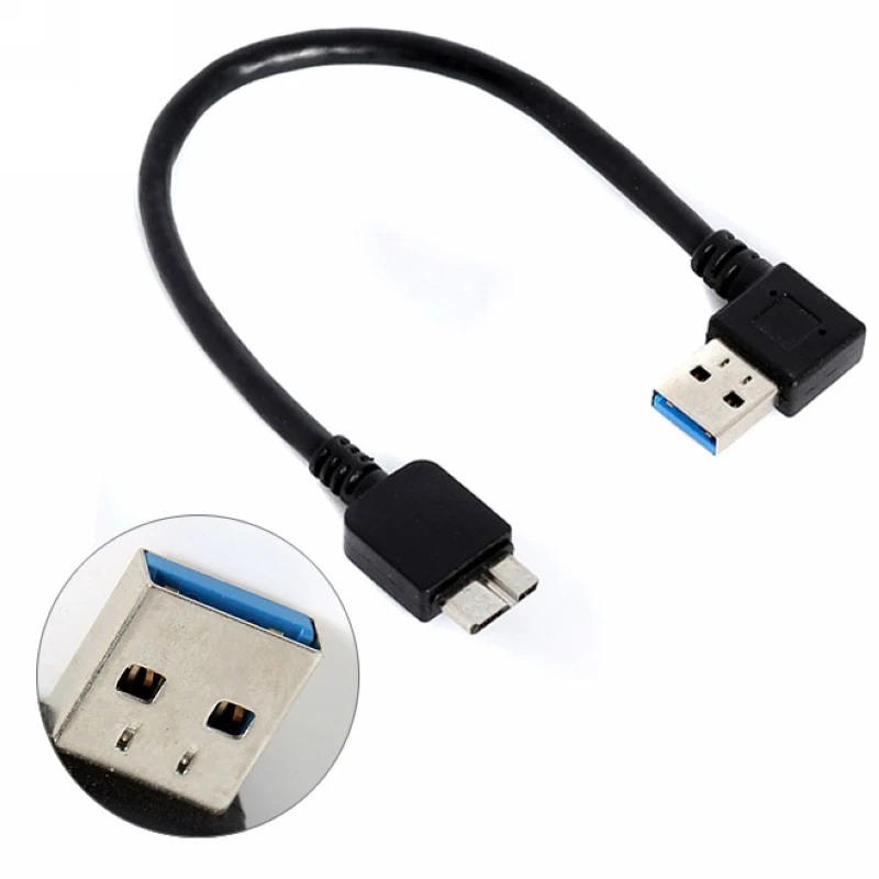 20 см USB 3,0 адаптер usb-кабель 3,0 правый угол Тип мужчина к Micro B Мужской кабель для передачи данных адаптер Кабели