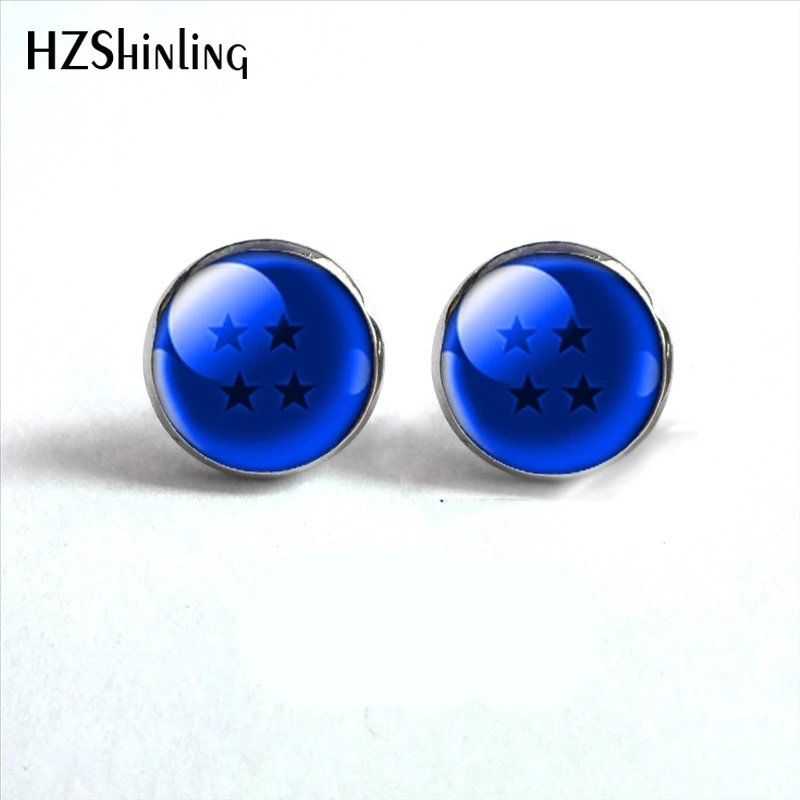 

NES-0031 Dragon Ball z 6 Star Ear Nail Dragon Ball Inspired Earrings Anime Picture Jewelry Glass Cabochon Earrings Handmade HZ4