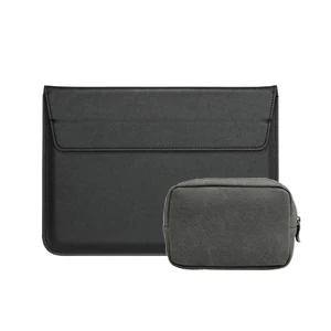 Популярная кожаная сумка для ноутбука Macbook Air 13 Pro retina 11 12 13,3 15 15,4 Сенсорная панель чехол подставка для ноутбука чехол+ блок питания - Цвет: black sets