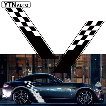 

car stickers 2Pcs cool racing grid stripe styling side door side body graphic Vinyl decals custom for mazda mx-5