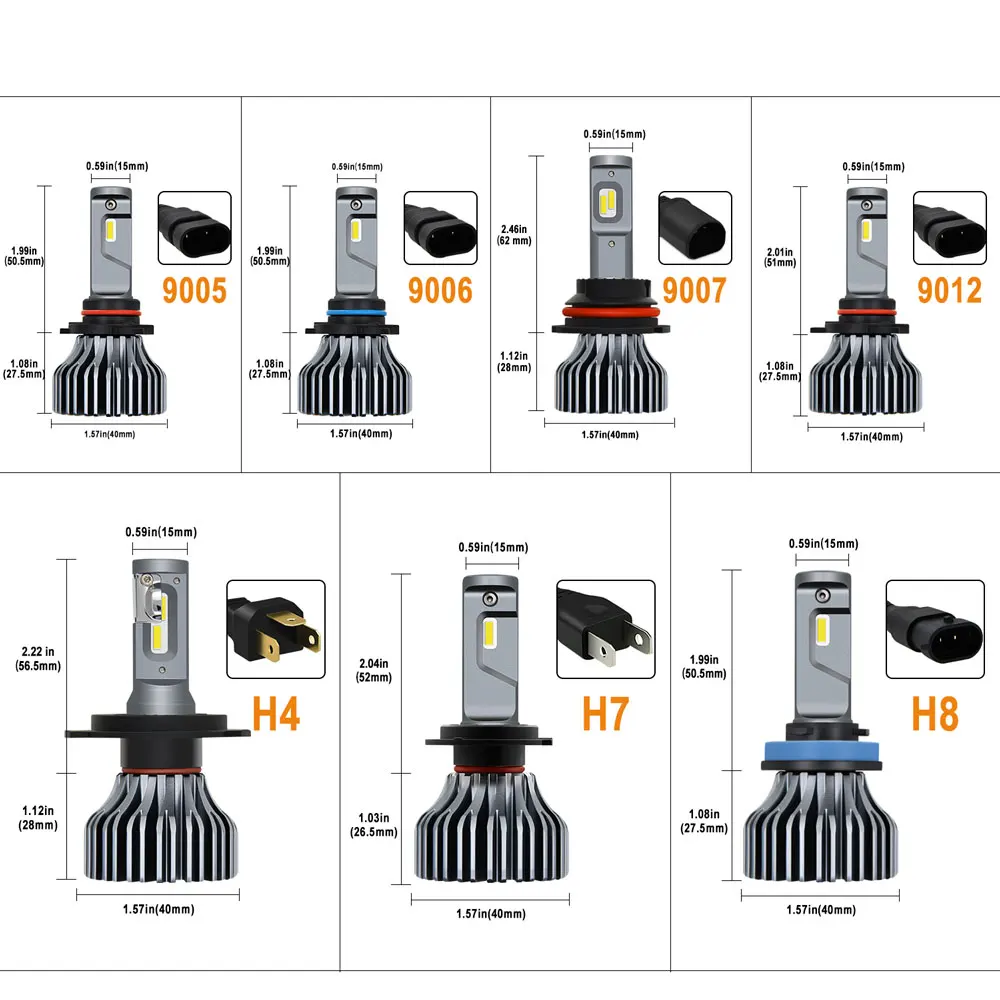 2 шт. H7 светодиодный H4 безвентиляторный H11 H8 H9 9005/HB3 9006/HB4 9012 HIR2 9000Lm CSP автомобиля светодиодный фары Противотуманные фары белый 6000 К