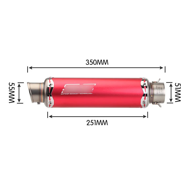Универсальная выхлопная труба мотоцикла 38-51 мм, скутер для грязного велосипеда, квадроцикл, задний выход, без дБ, из нержавеющей стали