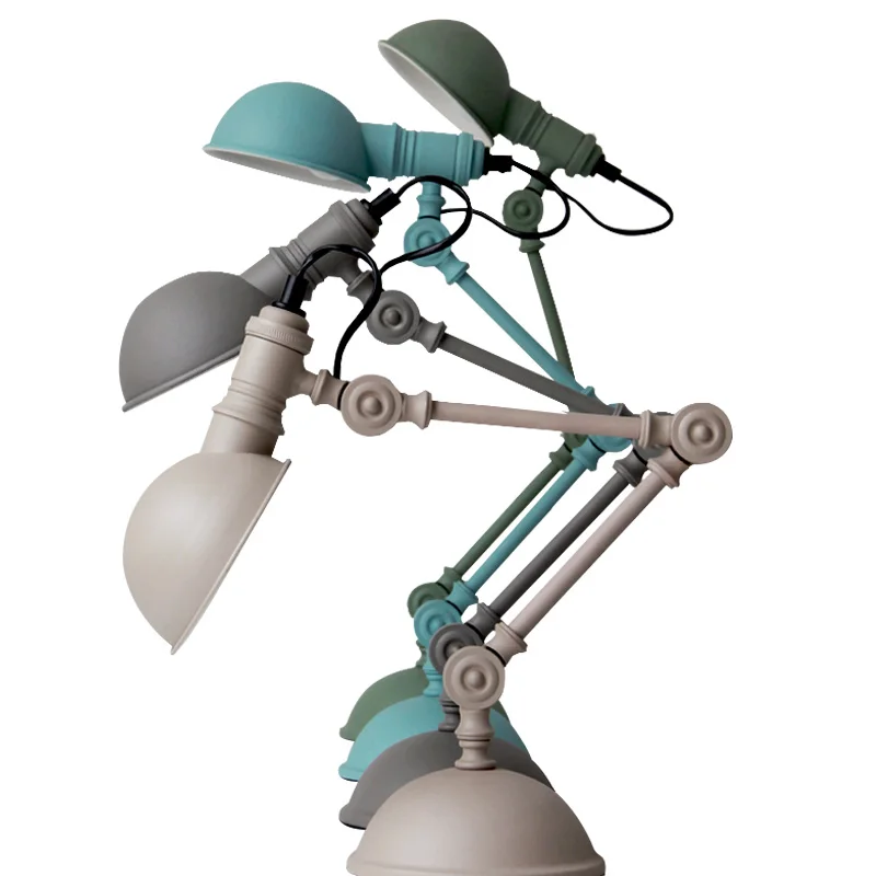 

Nordic study table lights bedroom bedside lamps minimalist creative mechanical arm macaron learning table led lamp