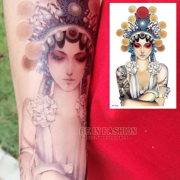1piece Trendy Cool Chinese Beijing Peking Opera Tattoos Sticker Temporary Arm Shoulder Men Women Fake Tatoo Sleeve Big QS-C005 1piece Trendy Cool Chinese Beijing Peking Opera Tattoos Sticker Temporary Arm Shoulder Men Women Fake Tatoo Sleeve Big QS-C005