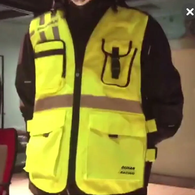 Men's Knight Protection Motorcycle Reflective Vest MOTO Cycling Safety Vest Wear-resistant 600D Oxford Cloth Fluorescent reflective vest