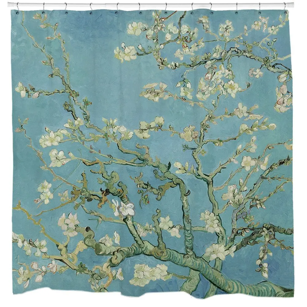 Острое миндалевидное украшение душевой занавес Ван Гога|shower curtain|curtains shower