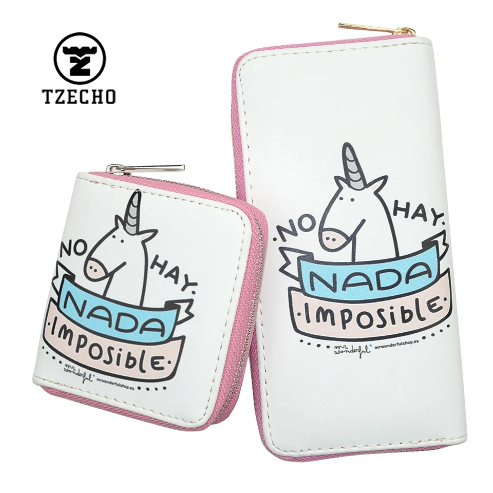 

TZECHO Zipper Wallet For Women With Phone PU Cartoon Unicorn Clutch Purses Small Rfid Cards Holder Long Ladies Mini Wallets