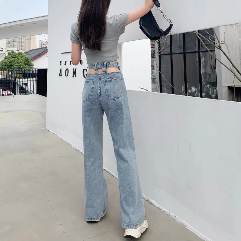 Genayooa выдалбливают высокой талией Джинсы бойфренда для женщин Befree деним, джинсы для женщин Свободная уличная широкие брюки корейский