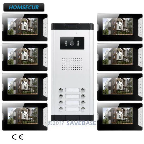 

HOMSECUR 7" Apartment Video Door Entry Call Intercom Support Electric Lock for House/Flat 1V8