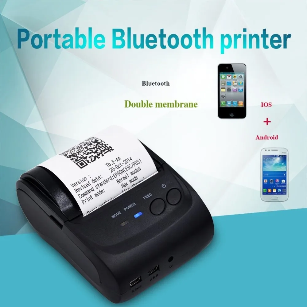 Mini Bluetooth Printer Thermal Receipt Printer 58mm Pocket Printer POS Thermal Receipt Printer For IOS Android Windows AU Plug Mini Bluetooth Printer Thermal Receipt Printer 58mm Pocket Printer POS Thermal Receipt Printer For IOS Android Windows AU Plug