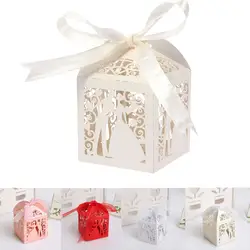 50 шт. свадебные подарки для гостей бумажная коробка с лазерной обработкой Подарочная сумка Жених невесты свадебные украшения для