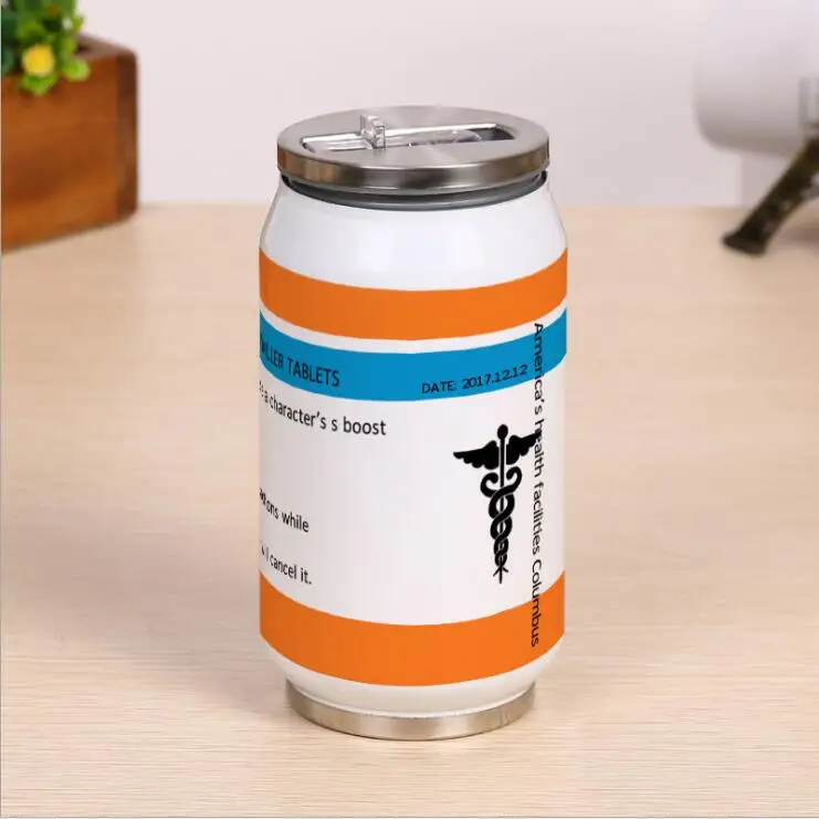 Jedi PUBG vacuum flask Stainless steel thermo mug Painkiller, energy drink insulated cup Jedi Gift Straw cover