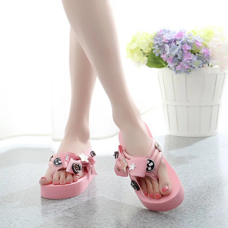 2017 New Korean Summer Style Non-slip Slippers Flip Flops Online Cheap High Heels Platform Shoes50