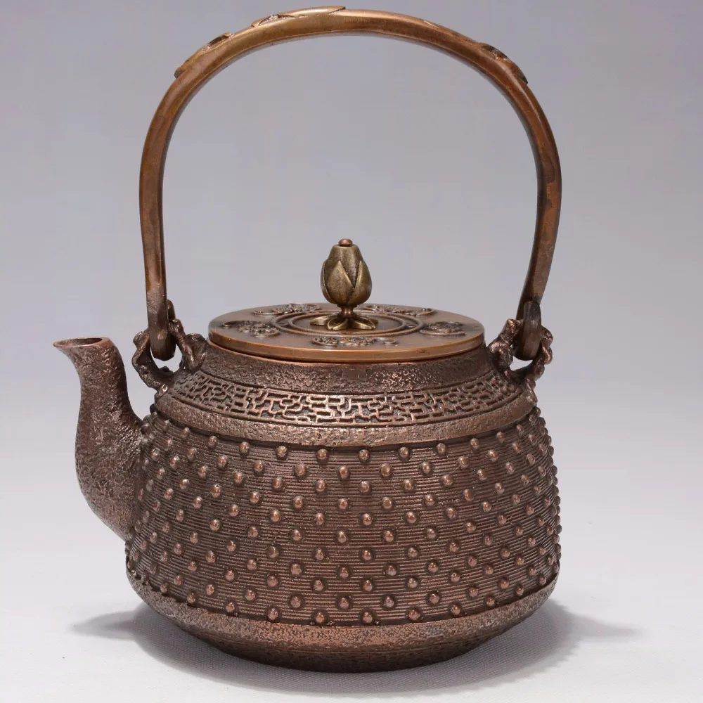 1.4L handmade copper teapot glass samovar ceramic enameled from clay