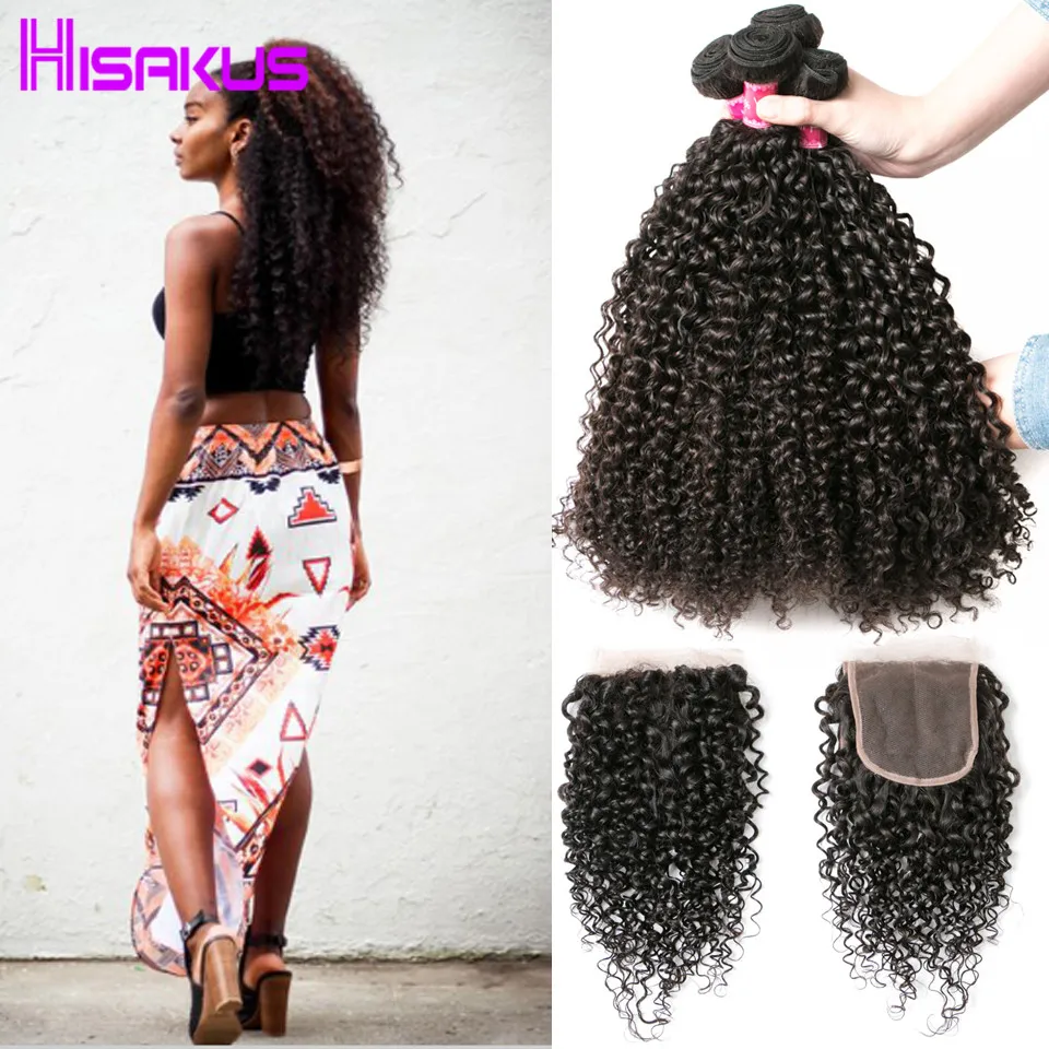 

8A Mongolian Kinky Curly Hair with Closure 3 Bundles Kinky Curly Virgin Hair with Closure Human Hair with Closure Natural Hair
