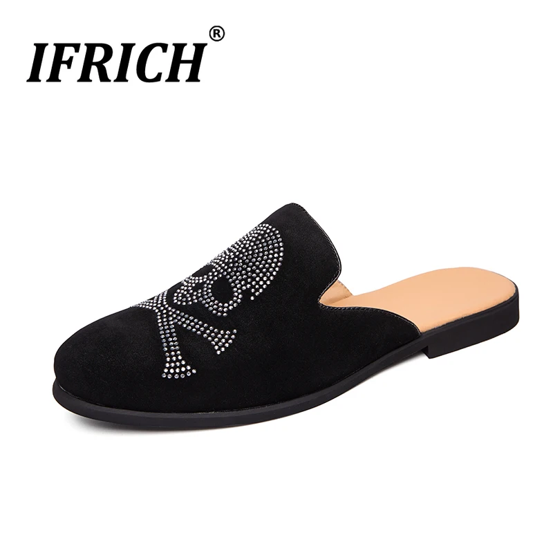 

Summer Men Shoes Skull Half Slippers High Quality Men fashion Casual Shoes Half Drag Leisure Loafers Men Causal Sneakers