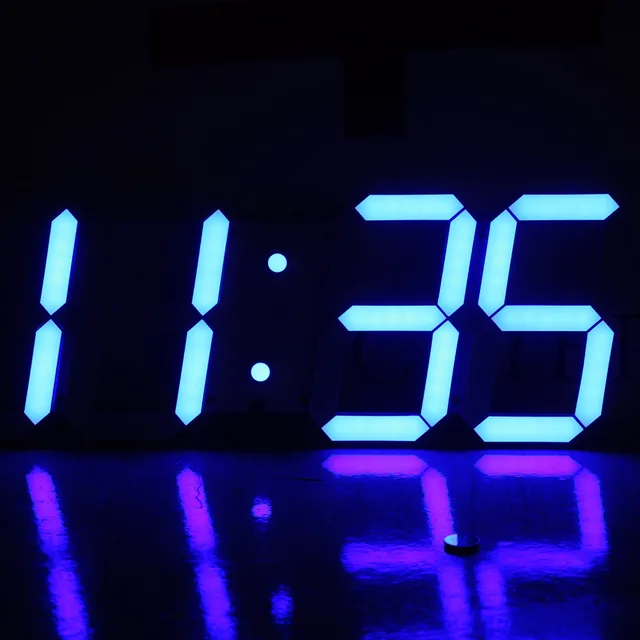 Blue LEDs Digits Large LED Display Wall Clock with Remote Control