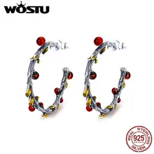 WOSTU Осенние новые 925 пробы серебряные серьги-гвоздики в форме растения для женщин любовника жены S925 Серебряные модные ювелирные изделия подарок CQE443