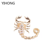 Увеличенная мода скорпион двойные кольца золотой цвет сплав кулон регулируемые эластичные кольца для женщин ювелирные изделия