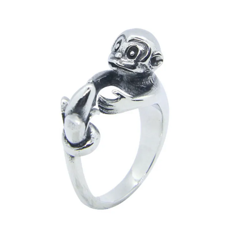 Rany&Roy Newest Animal Monkey Ring 316L Stainless Steel Jewelry Fashion Lovely Monkey Ring 2