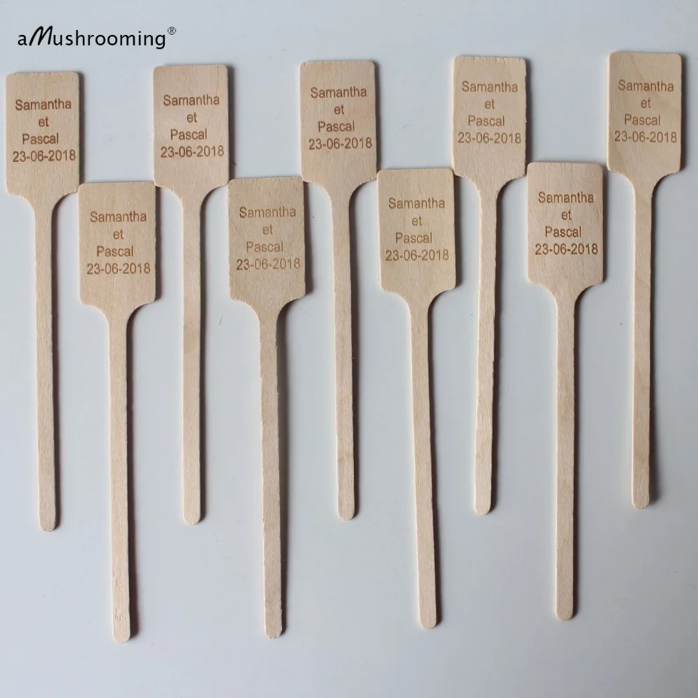 Personalized name Wooden Stir Sticks for Wedding Cocktails, Monogram