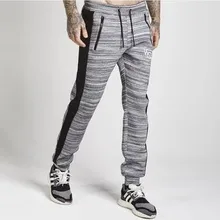 Мужские дышащие хлопковые полосатые тонкие тренировочные обтягивающие штаны для спортзала спортивные Леггинсы для фитнеса Прямая поставка