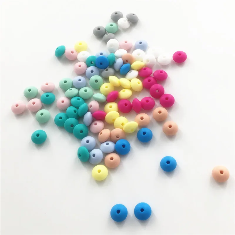 Chenkai 100 шт. 12x7 мм BPA бесплатно силиконовые бусины из чечевицы DIY Baby Abacus подвеска